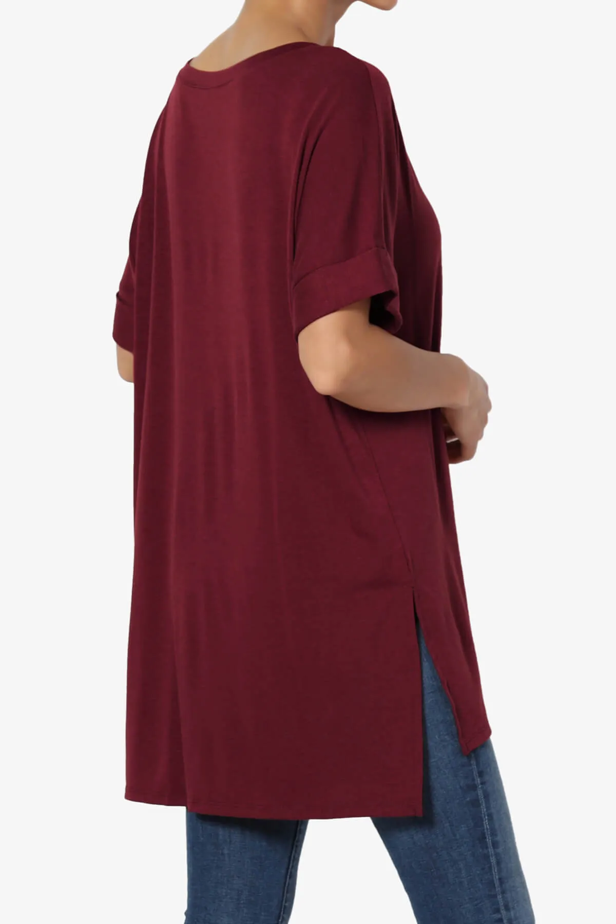 Onella V-Neck Rolled Short Sleeve Top