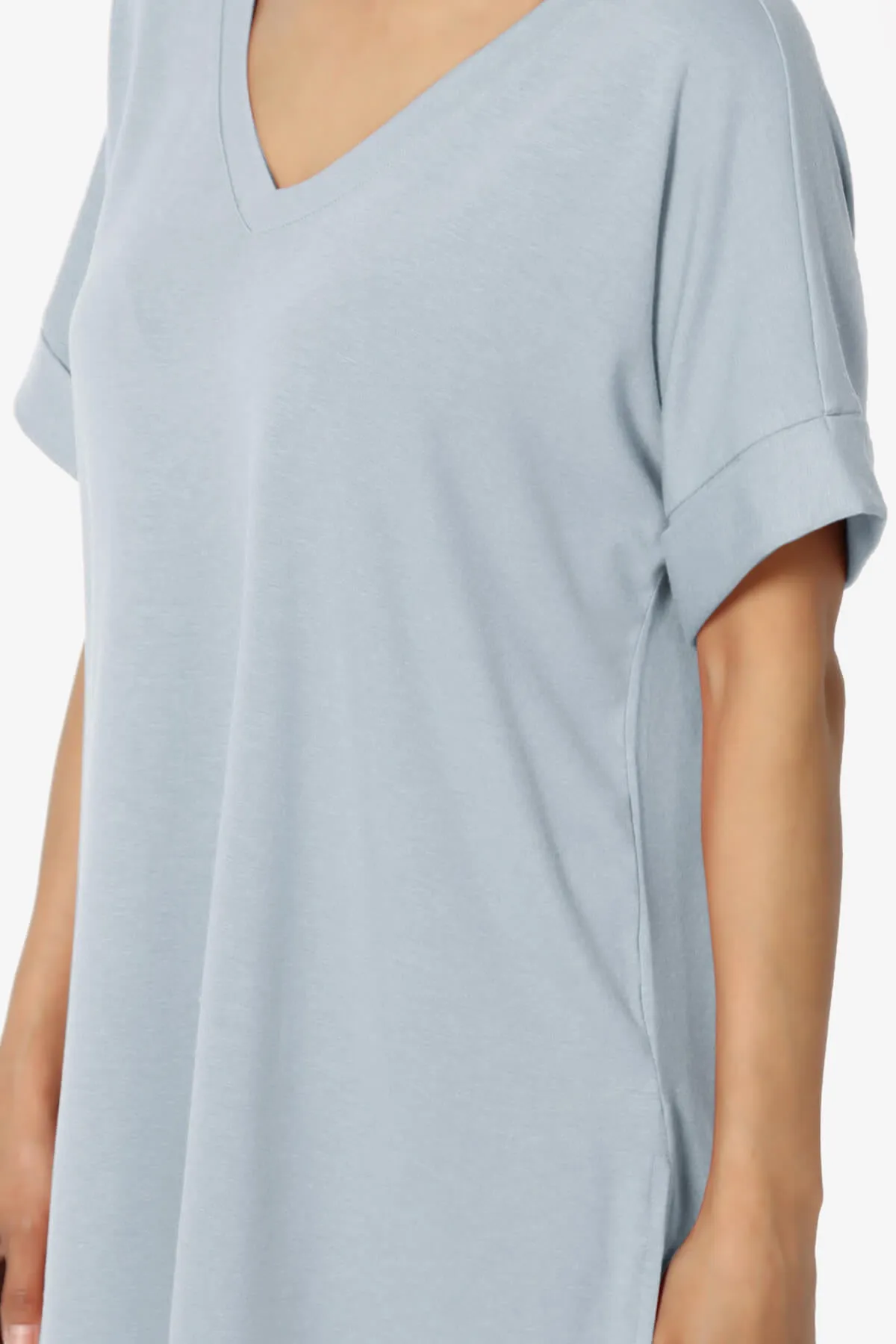 Onella V-Neck Rolled Short Sleeve Top