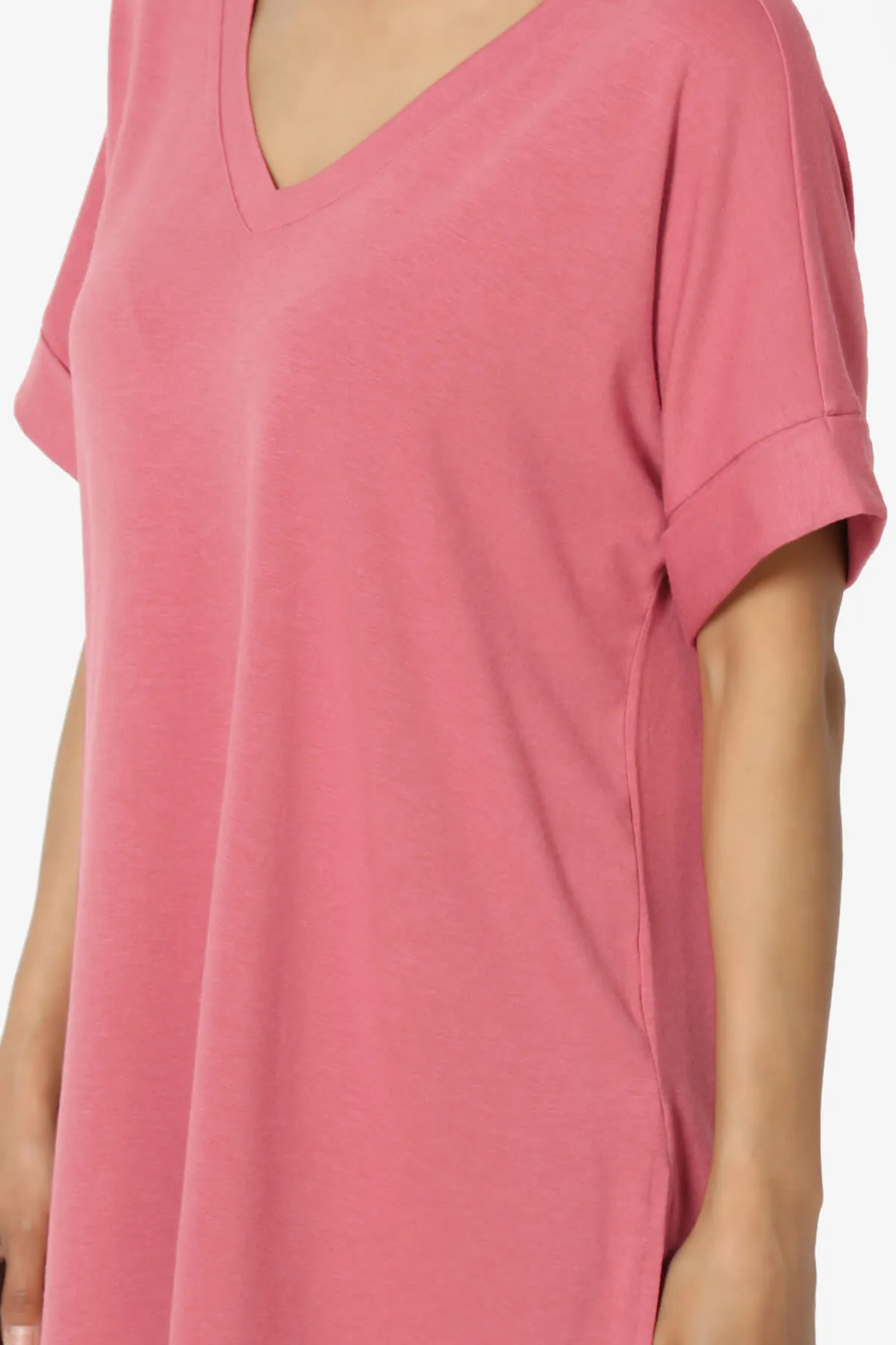 Onella V-Neck Rolled Short Sleeve Top