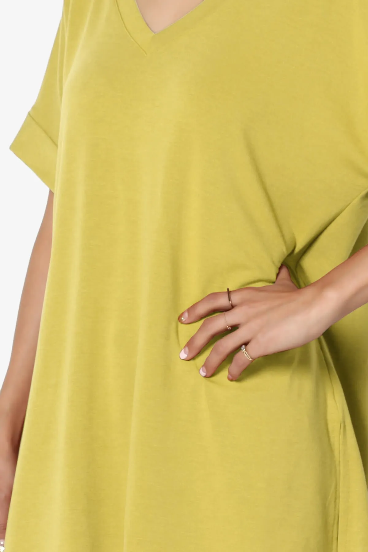 Onella V-Neck Rolled Short Sleeve Top