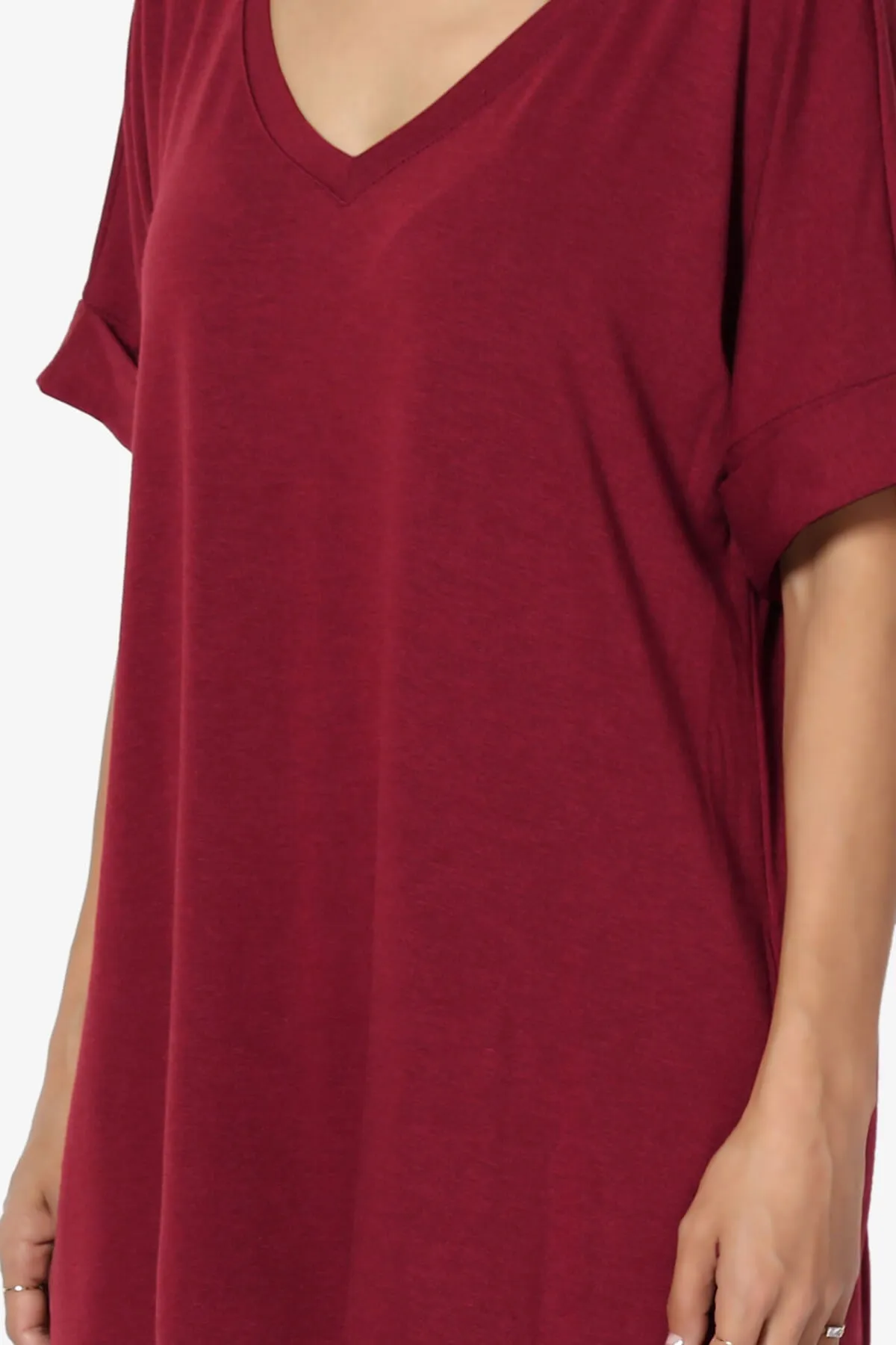 Onella V-Neck Rolled Short Sleeve Top