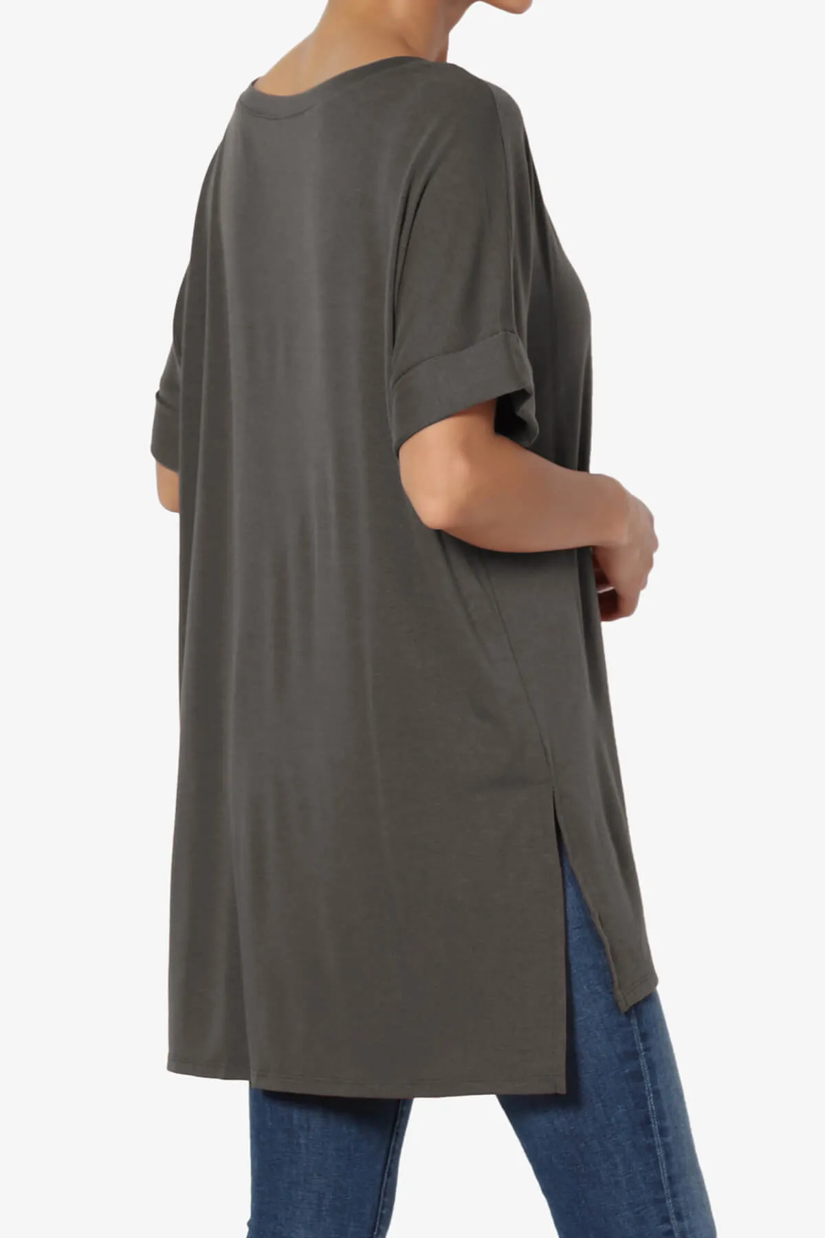 Onella V-Neck Rolled Short Sleeve Top