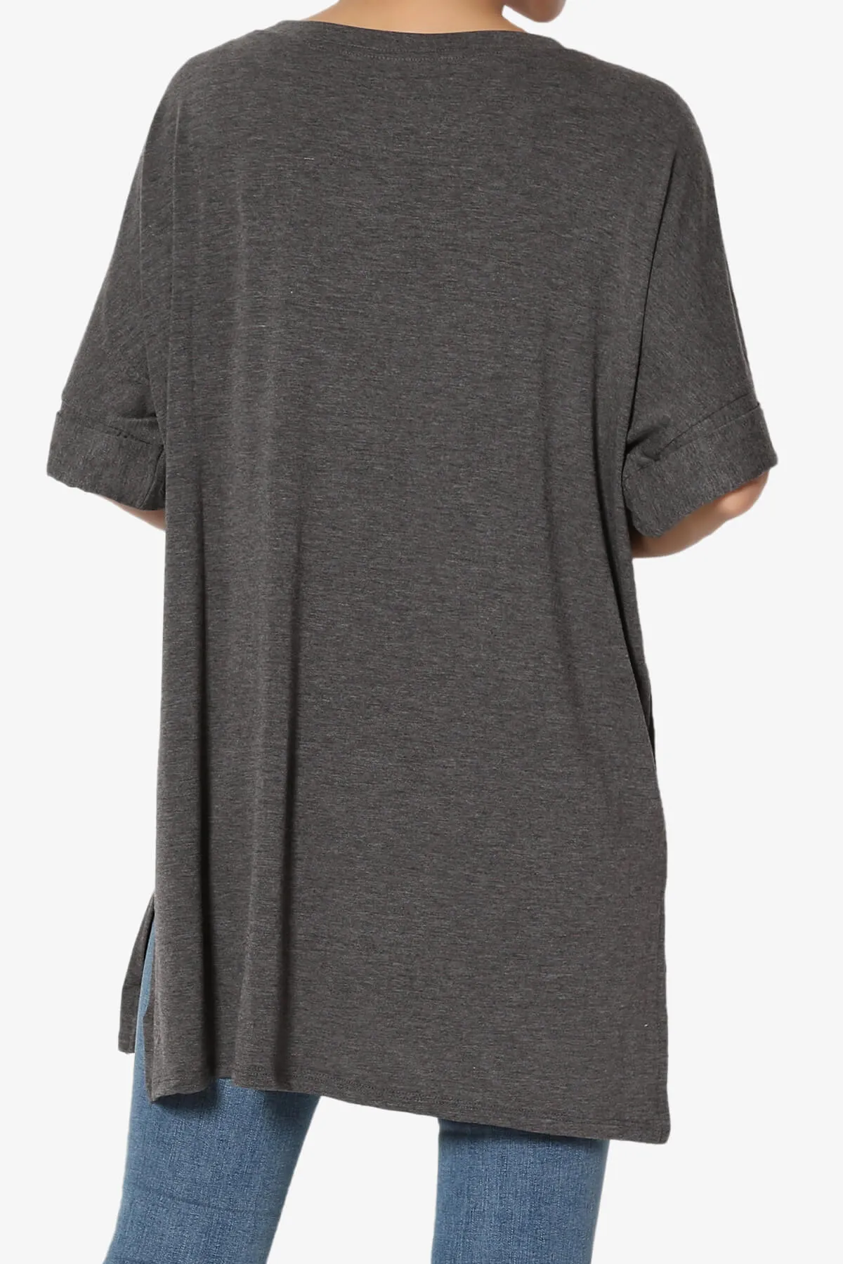 Onella V-Neck Rolled Short Sleeve Top