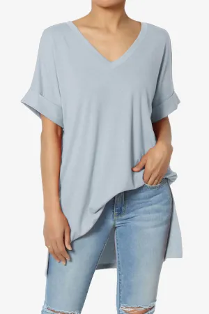 Onella V-Neck Rolled Short Sleeve Top