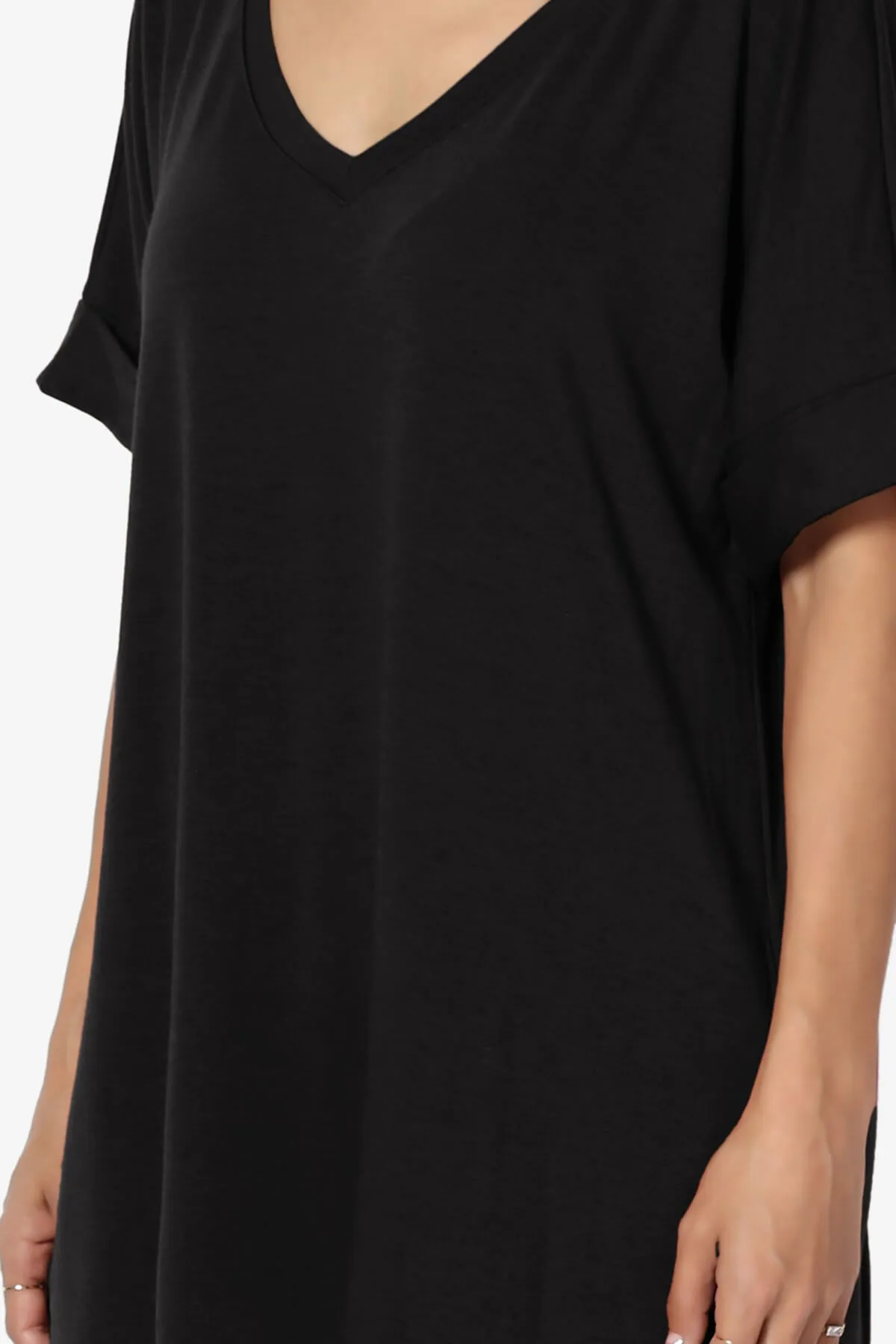 Onella V-Neck Rolled Short Sleeve Top