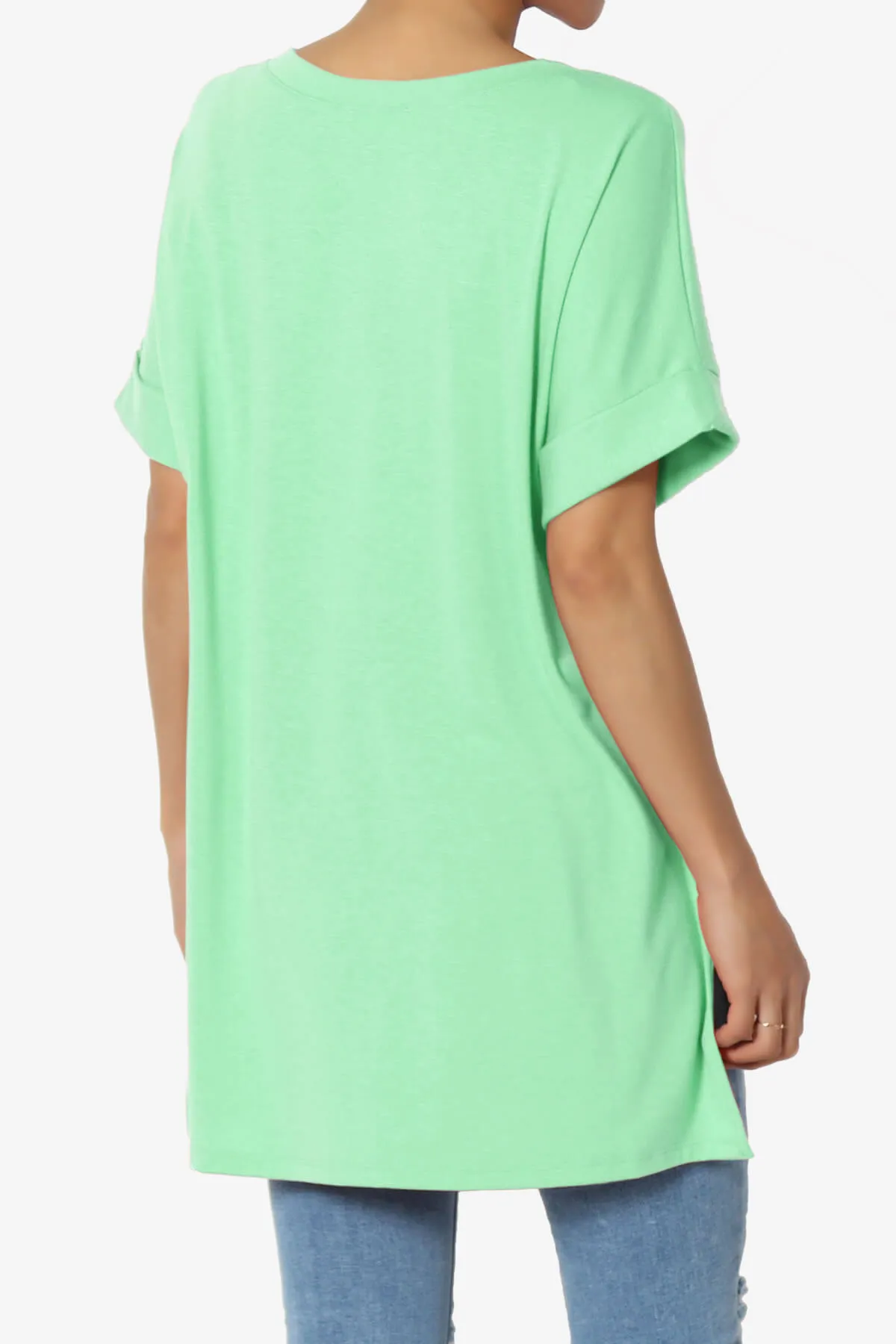 Onella V-Neck Rolled Short Sleeve Top