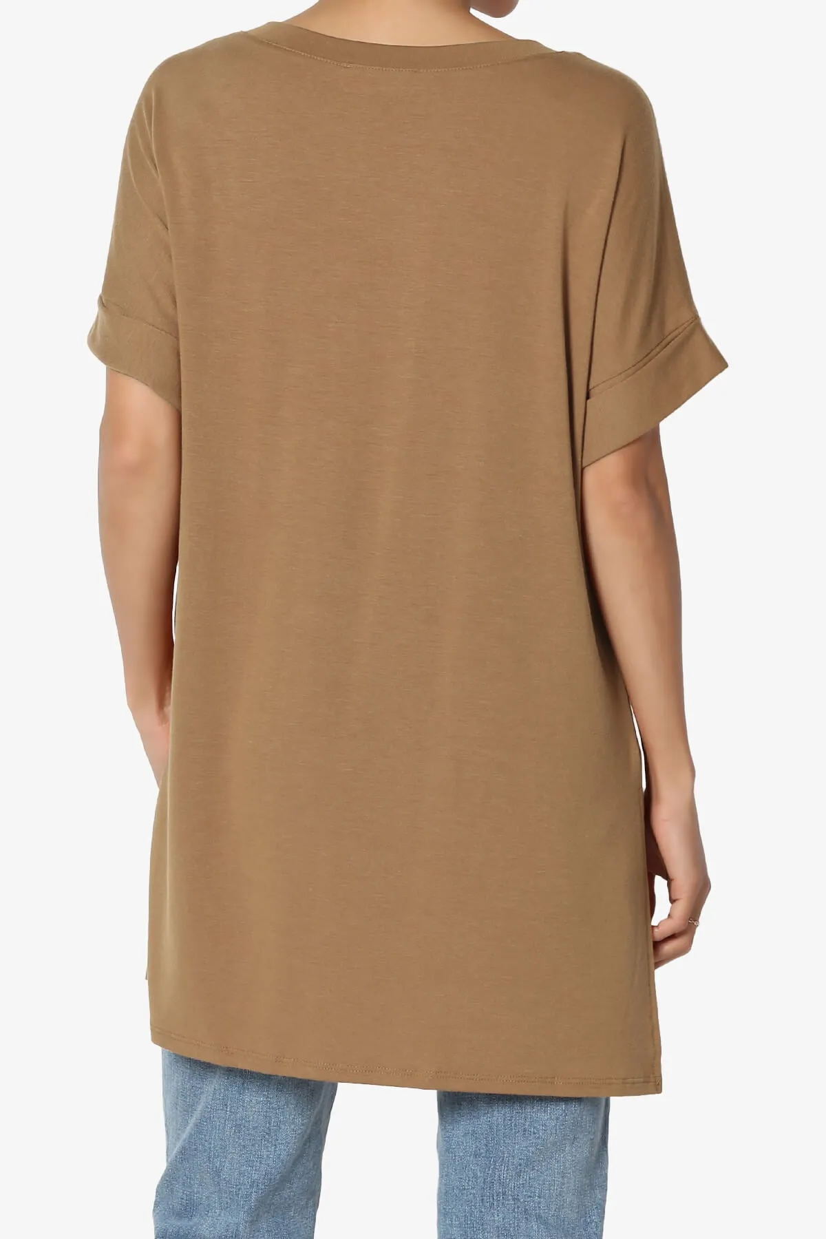Onella V-Neck Rolled Short Sleeve Top