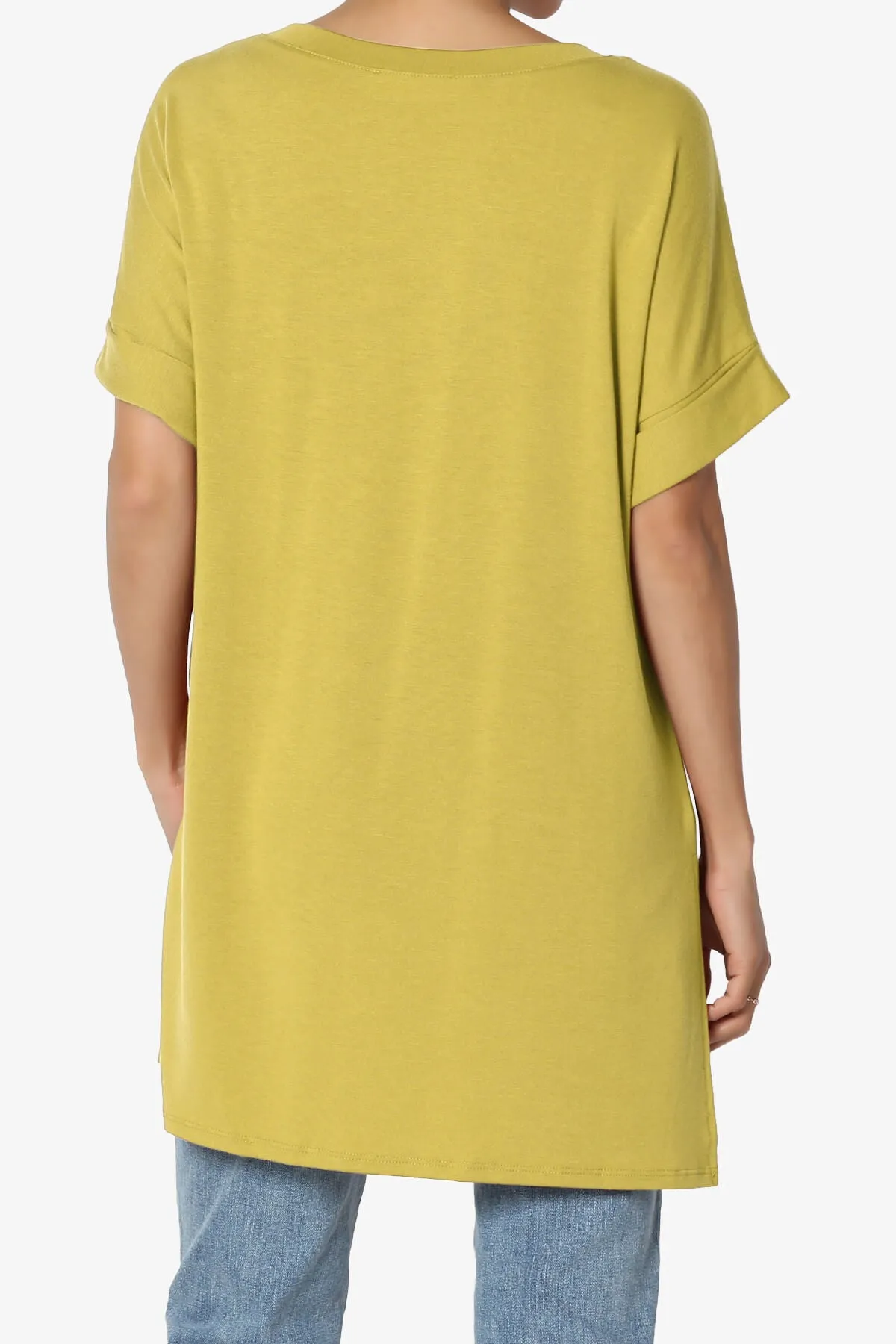 Onella V-Neck Rolled Short Sleeve Top