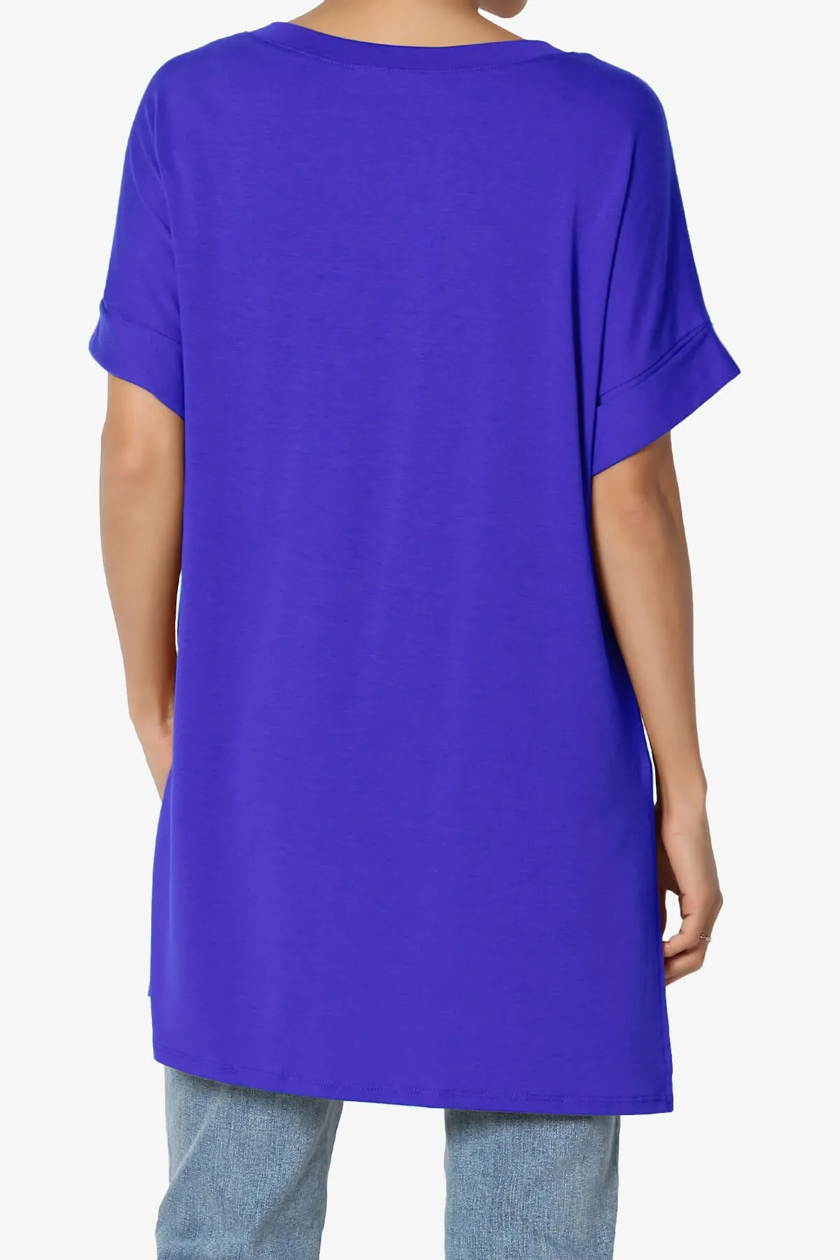 Onella V-Neck Rolled Short Sleeve Top