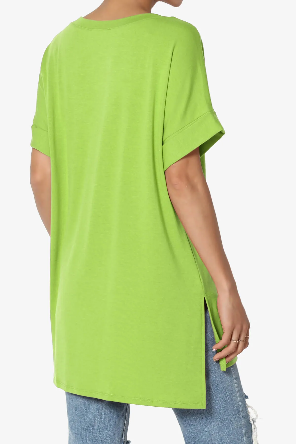 Onella V-Neck Rolled Short Sleeve Top