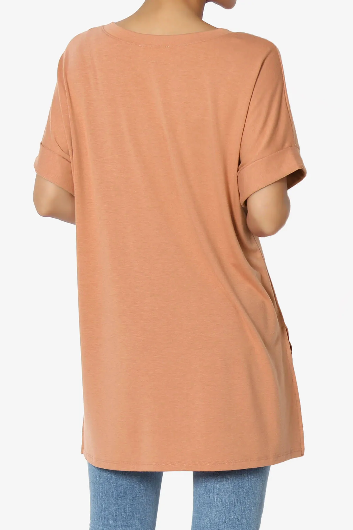 Onella V-Neck Rolled Short Sleeve Top