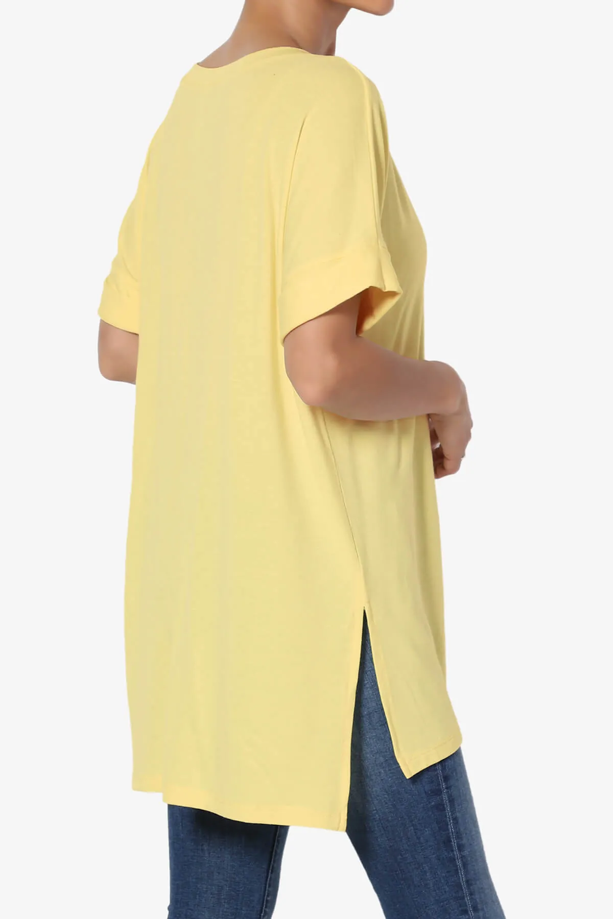 Onella V-Neck Rolled Short Sleeve Top