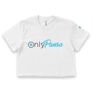 'Only Pansa' w/Verified Check Sleeve Print Crop Top Shirt - White - Premium Ring-Spun Cotton