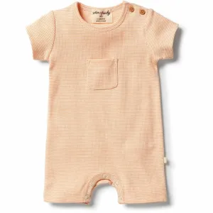 Organic Stripe Rib Growsuit - Marigold