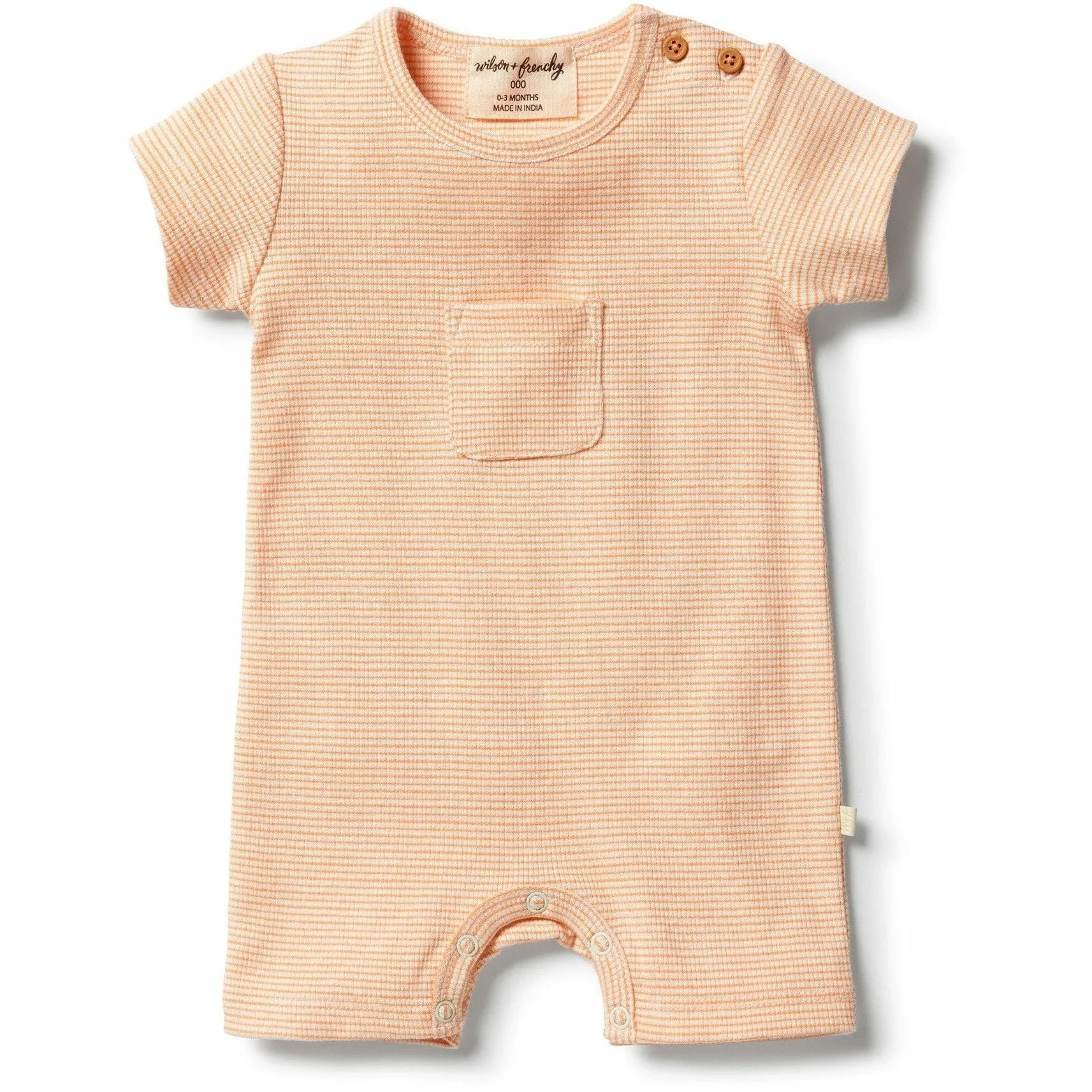 Organic Stripe Rib Growsuit - Marigold