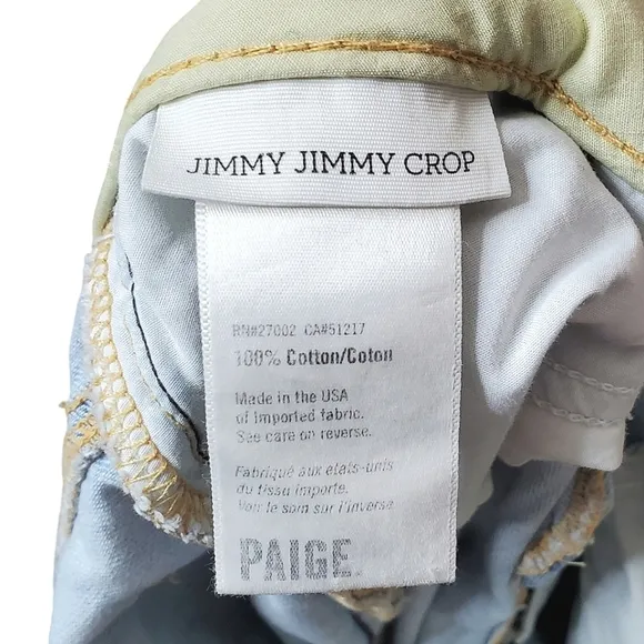 Paige Jeans Denim Jimmy Jimmy Crop Light Wash Boho Western Coastal Cowgirl Sz 26