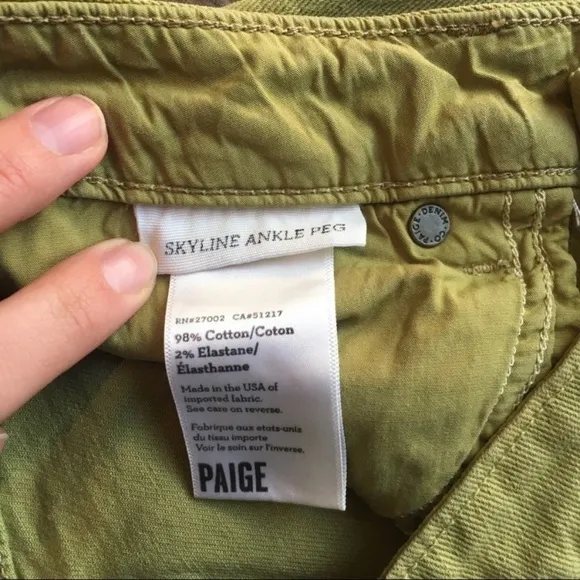 PAIGE Skyline Ankle Peg Jeans in Green 26