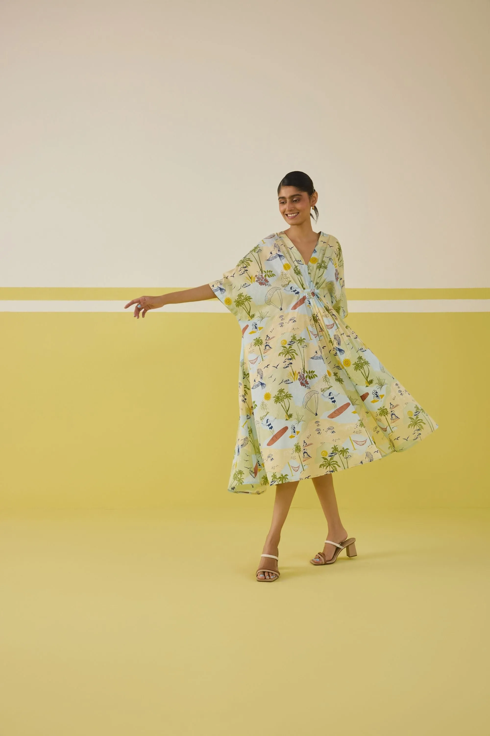 Palmy Summer Lyocell Kaftan Dress