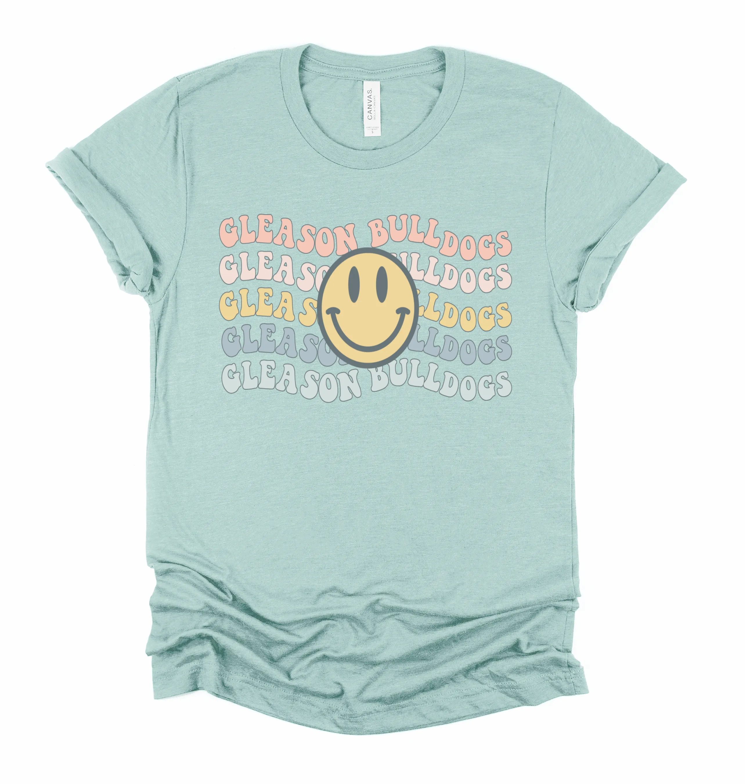 Pastel Smiley Gleason Bulldogs Soft Style Spirit Tee / Toddler, Youth, and Adult Sizes