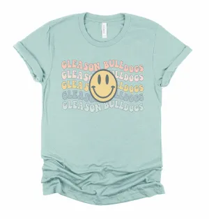 Pastel Smiley Gleason Bulldogs Soft Style Spirit Tee / Toddler, Youth, and Adult Sizes