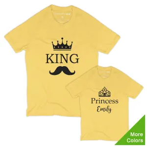 [Personalized] Matching Dad and Daughter Organic Tee Shirts - King & Princess