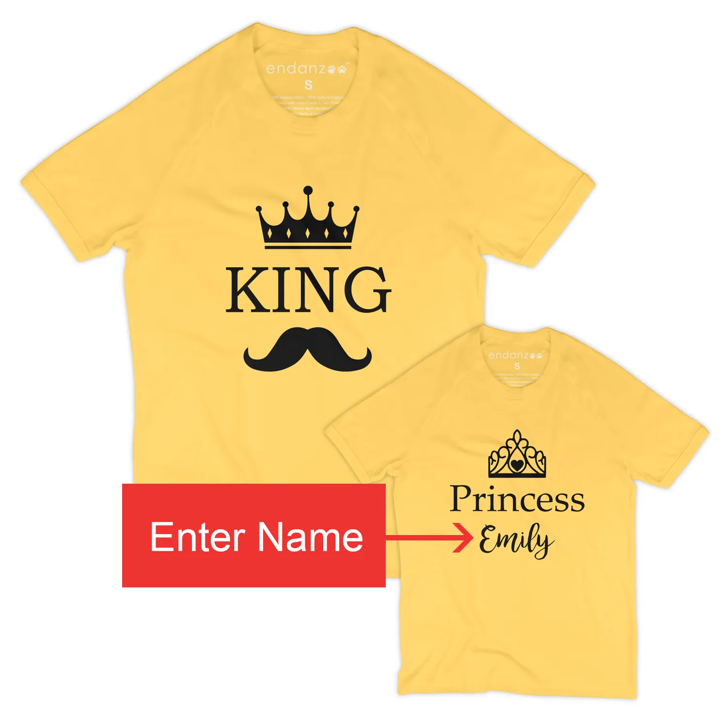 [Personalized] Matching Dad and Daughter Organic Tee Shirts - King & Princess