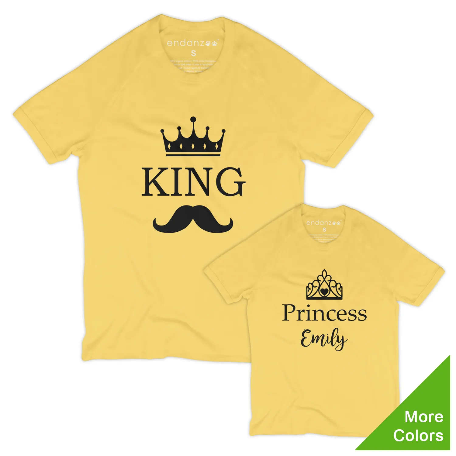 [Personalized] Matching Dad and Daughter Organic Tee Shirts - King & Princess