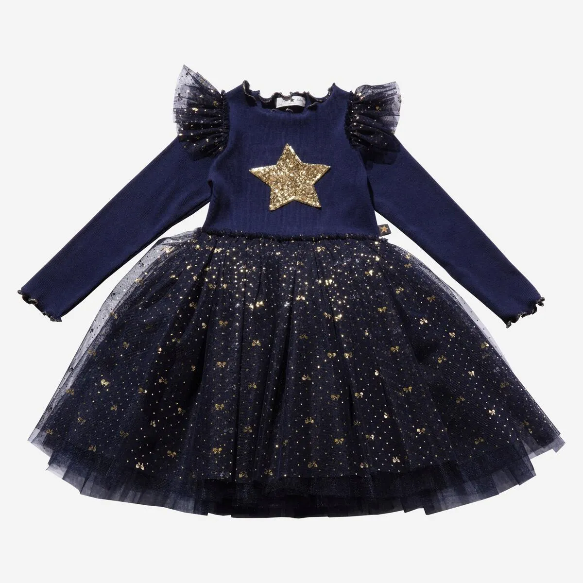 Petite Hailey Frill LS Tutu Dress - Navy