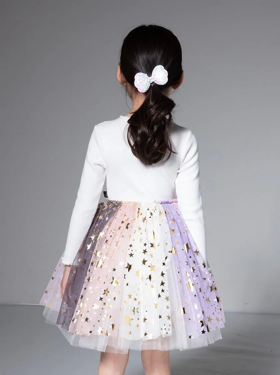 Petite Hailey Multi Cut Star Tutu Dress - White