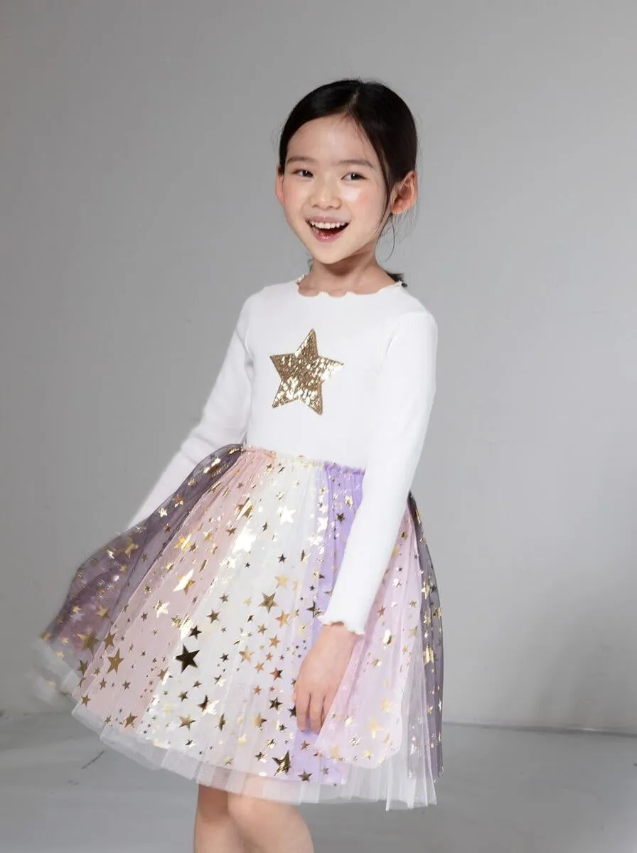 Petite Hailey Multi Cut Star Tutu Dress - White