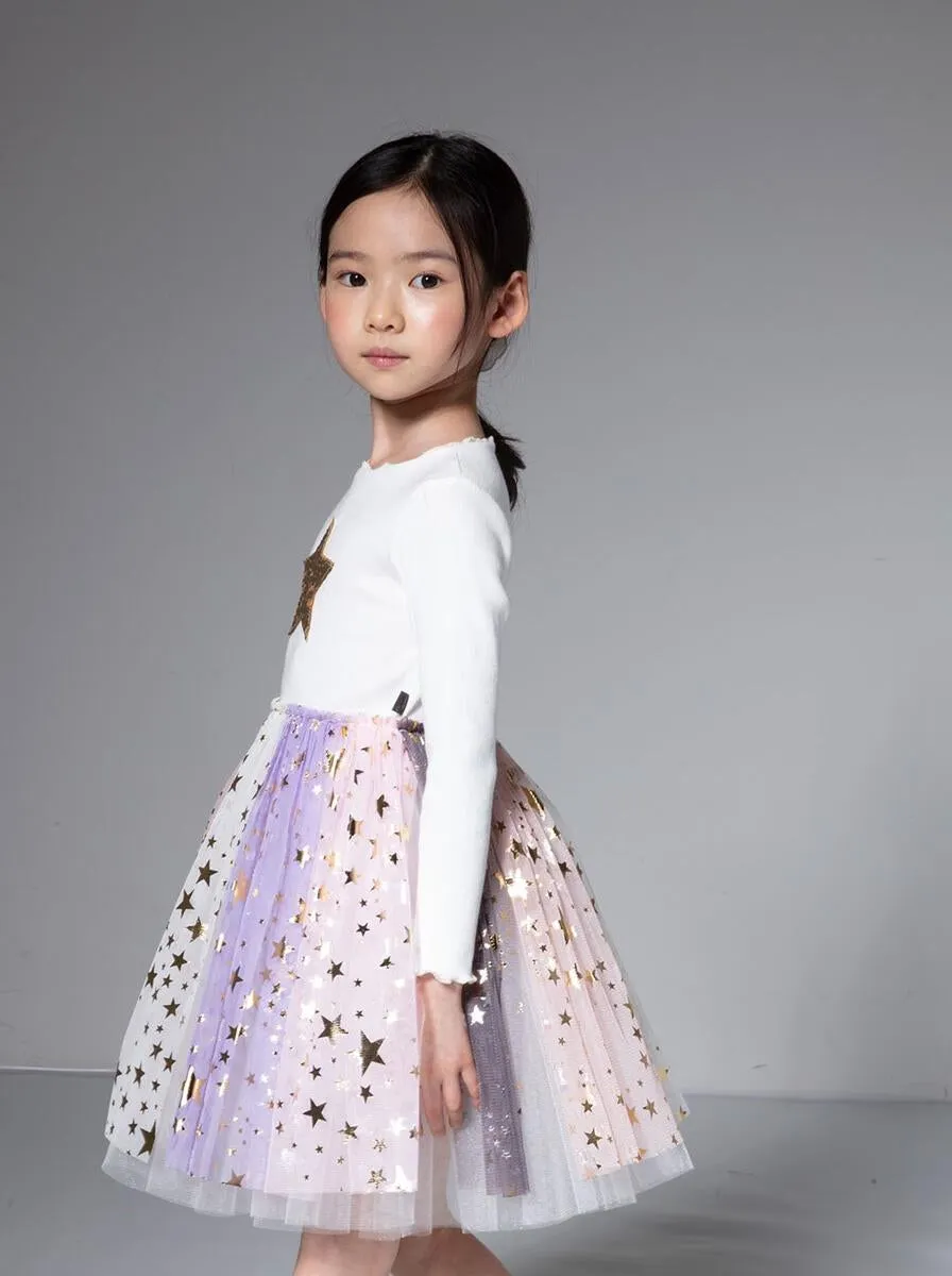 Petite Hailey Multi Cut Star Tutu Dress - White