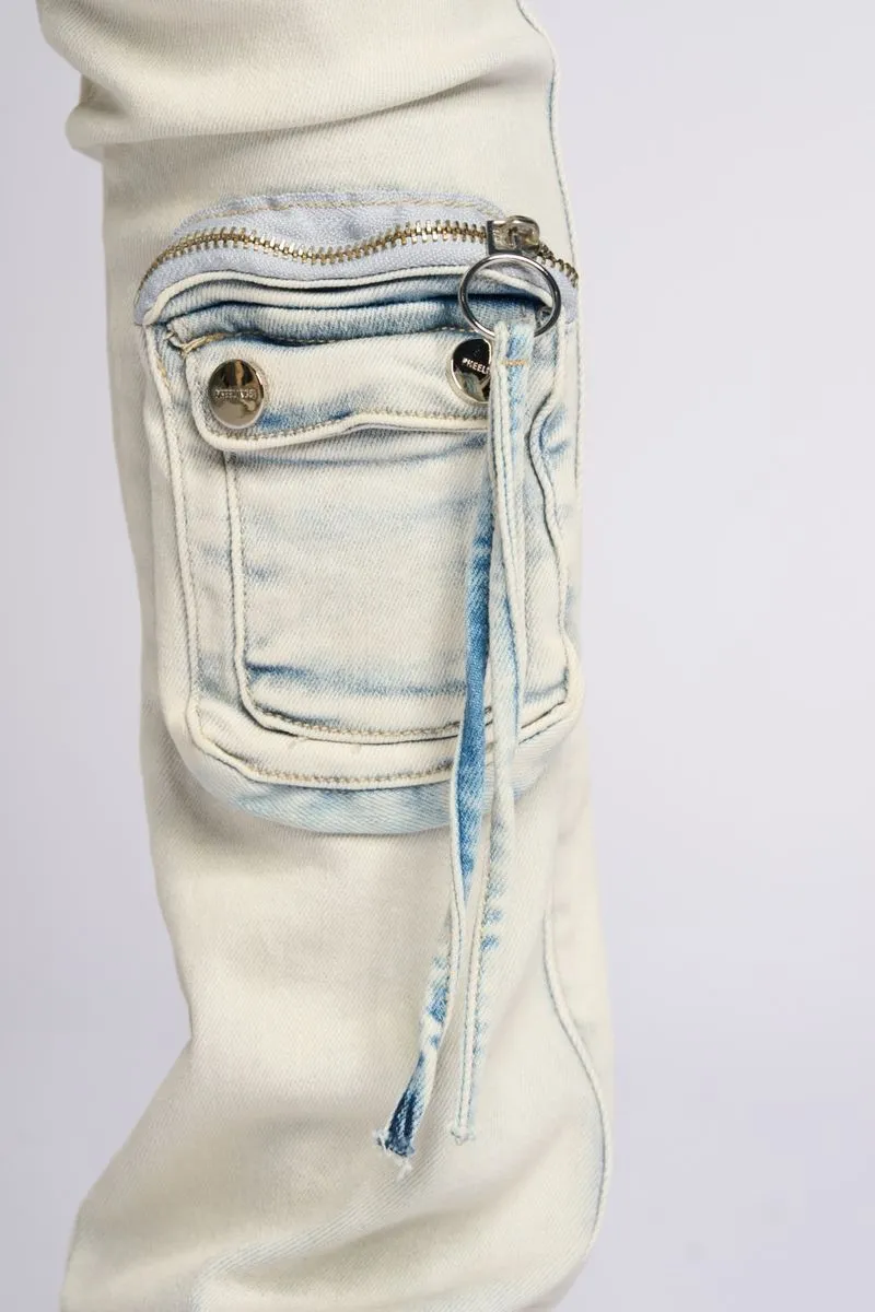PHEELINGS PHEELING ALONE STACK CARGO DENIM (LIGHT BLUE)