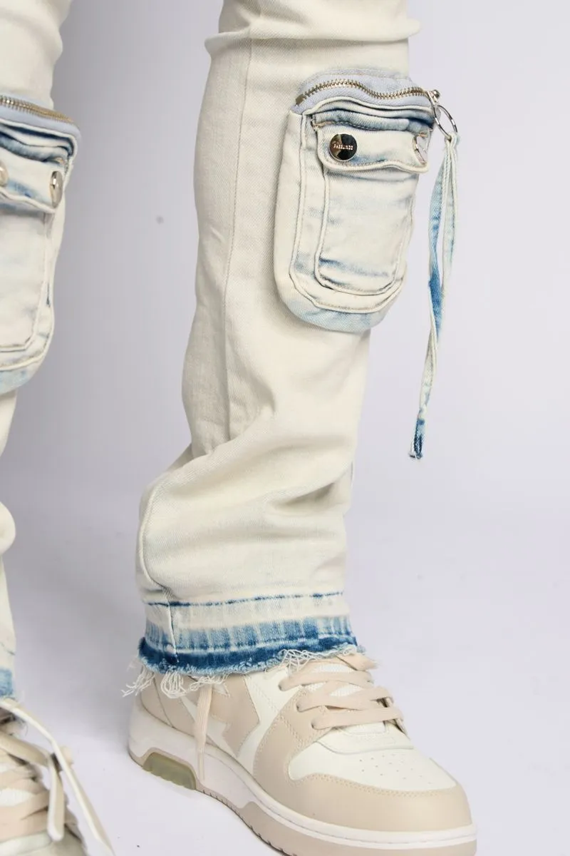 PHEELINGS PHEELING ALONE STACK CARGO DENIM (LIGHT BLUE)