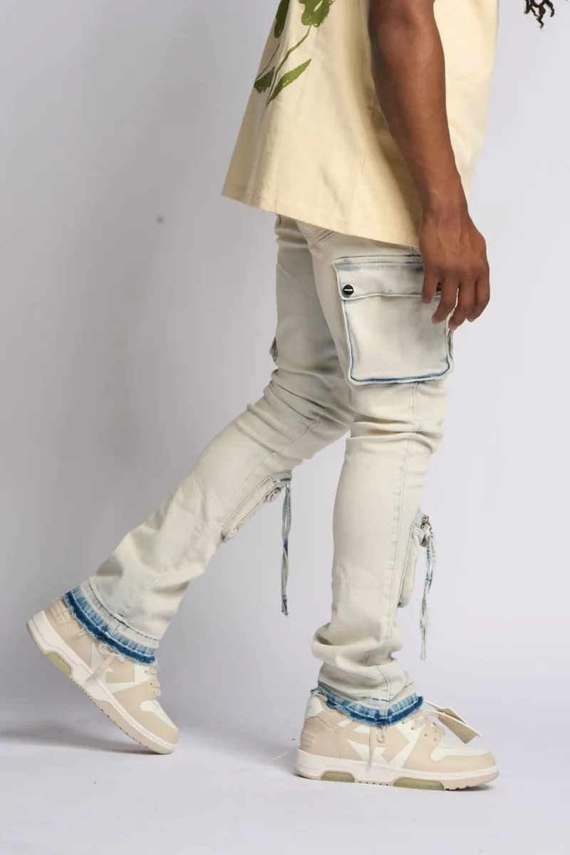 PHEELINGS PHEELING ALONE STACK CARGO DENIM (LIGHT BLUE)