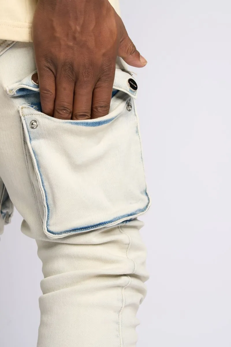 PHEELINGS PHEELING ALONE STACK CARGO DENIM (LIGHT BLUE)