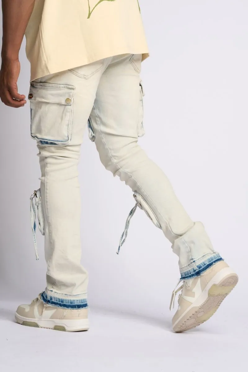 PHEELINGS PHEELING ALONE STACK CARGO DENIM (LIGHT BLUE)