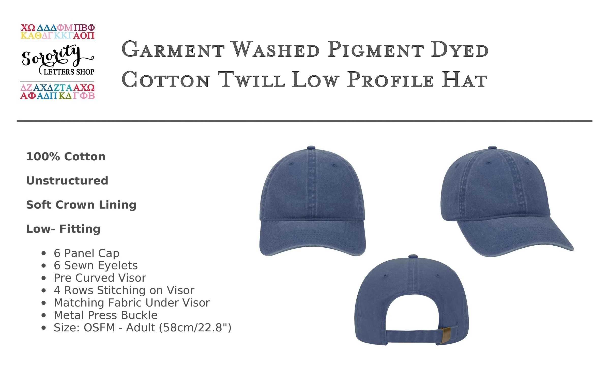 Phi Mu Delta Relaxed Fit Hat - Letters