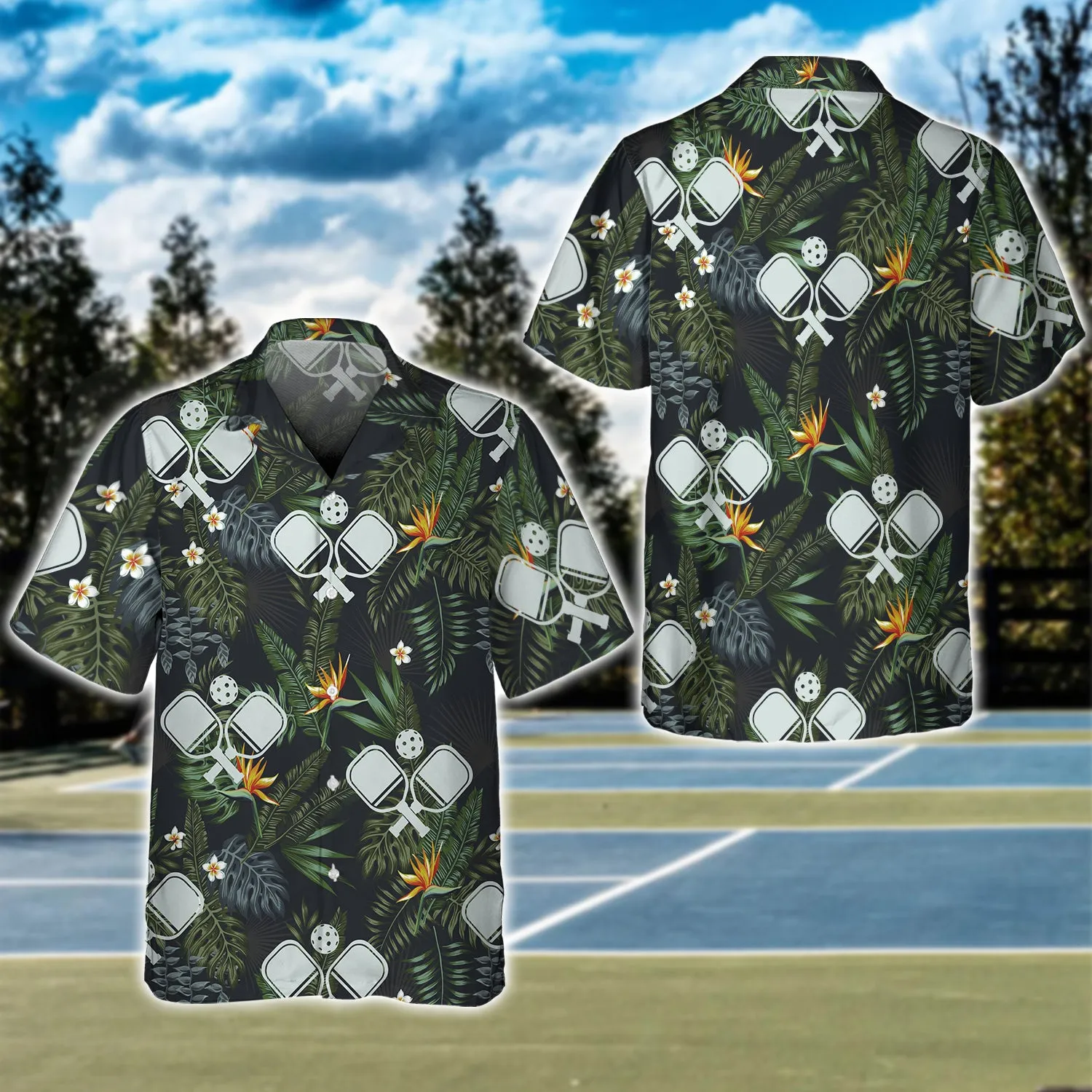 Pickleball and Tropical Flowers Pattern 3D Shirt - QB95