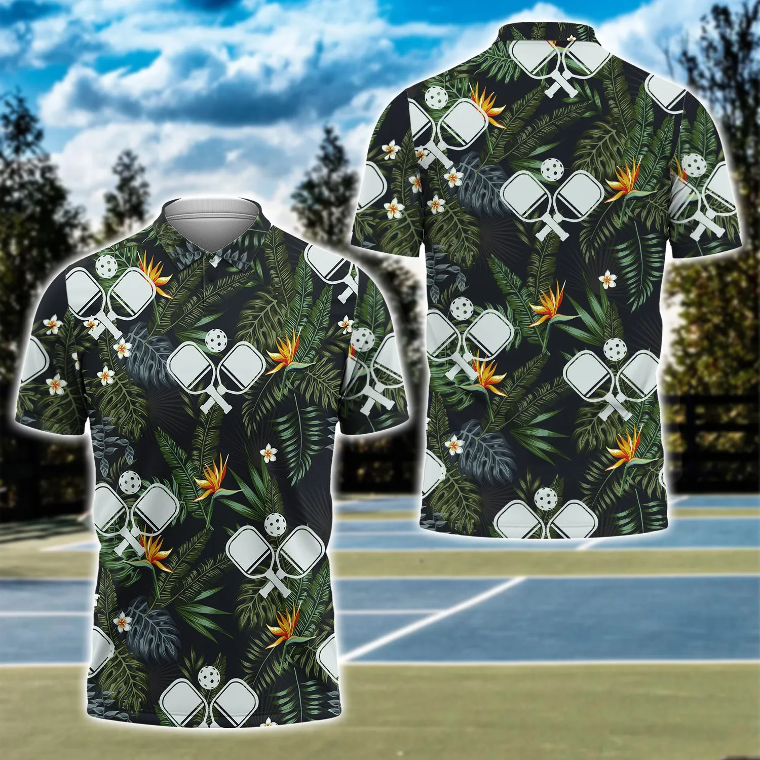 Pickleball and Tropical Flowers Pattern 3D Shirt - QB95