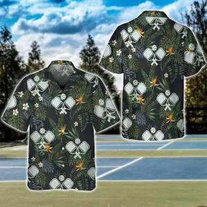 Pickleball and Tropical Flowers Pattern 3D Shirt - QB95