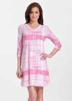 Pink Tie Dye (14254) ~ Classic V-neck Swing Dress