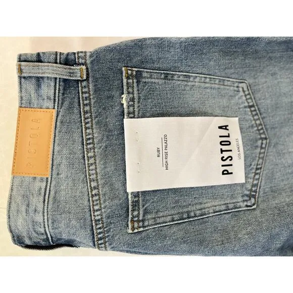 Pistola Jeans 31 Ruby High Rise Palazzo Denim Wide Flare Leg Othello Wash