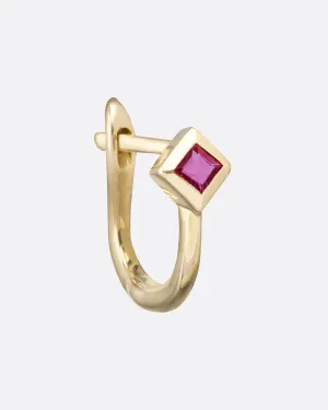 Princess Cut Ruby Hoop