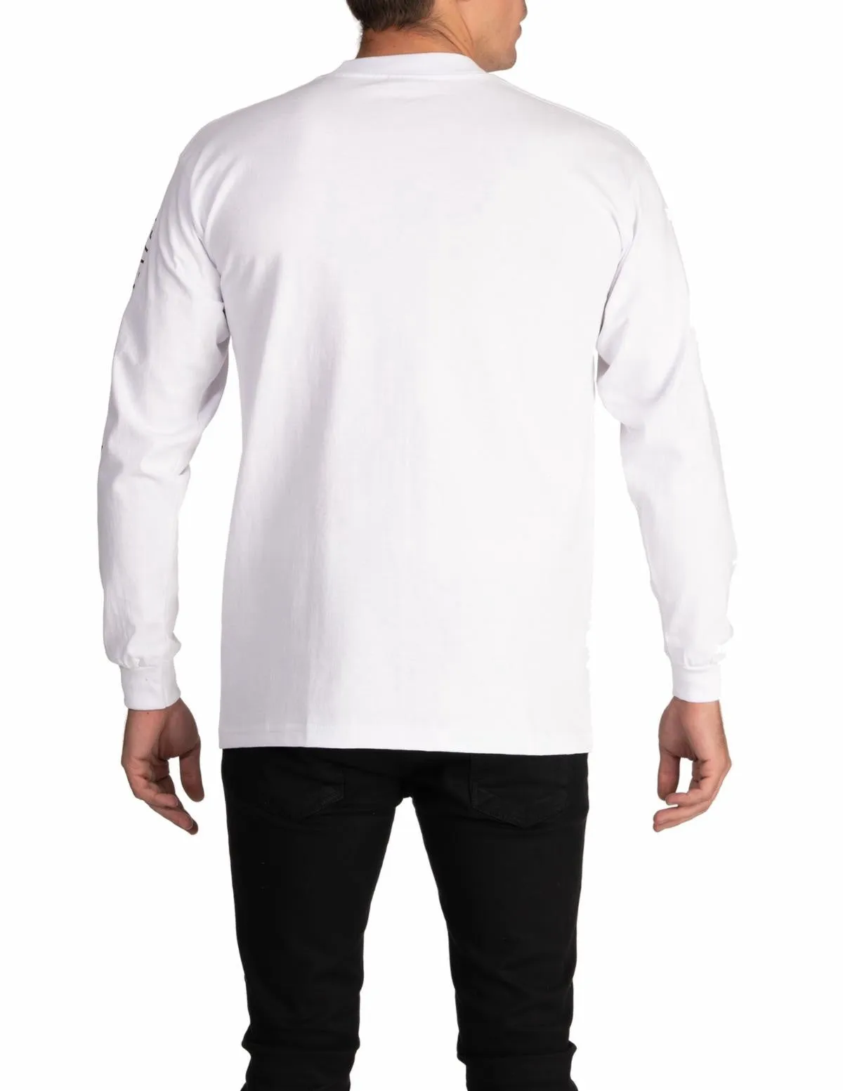 Pro Club Embroidered Box Logo Long Sleeve Heavyweight - WHITE