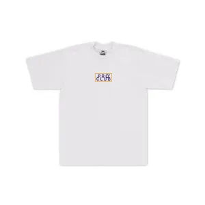 Pro Club Heavyweight Short Sleeve Embroidered Box Logo Tee -  White/Purple/Gold
