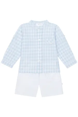 "Gabe" Baby Blue Gingham Shirt & Shorts