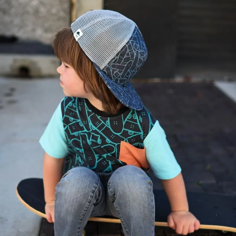 RAGS Short Sleeve Big Pocket Kids Tee - Skateboard Jungle