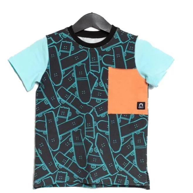 RAGS Short Sleeve Big Pocket Kids Tee - Skateboard Jungle