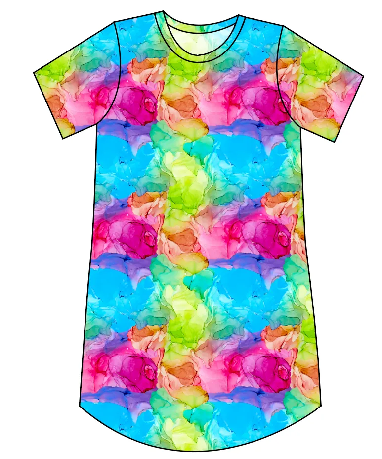 Rainbow Splash Ladies' T-Shirt Dress