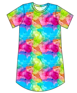 Rainbow Splash Ladies' T-Shirt Dress